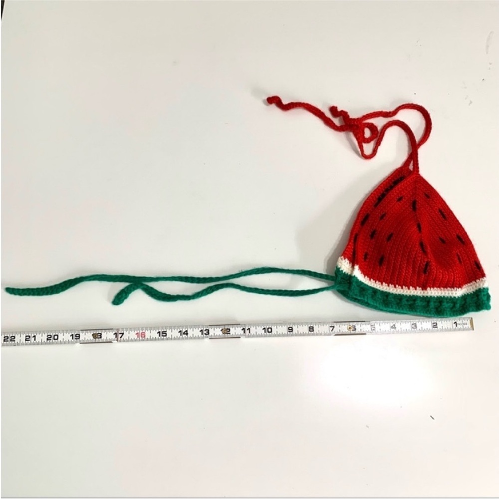 Crochet Watermelon Halter Top Size 6 Summer Festival Picnic Handmade Boho - Picture 4 of 7